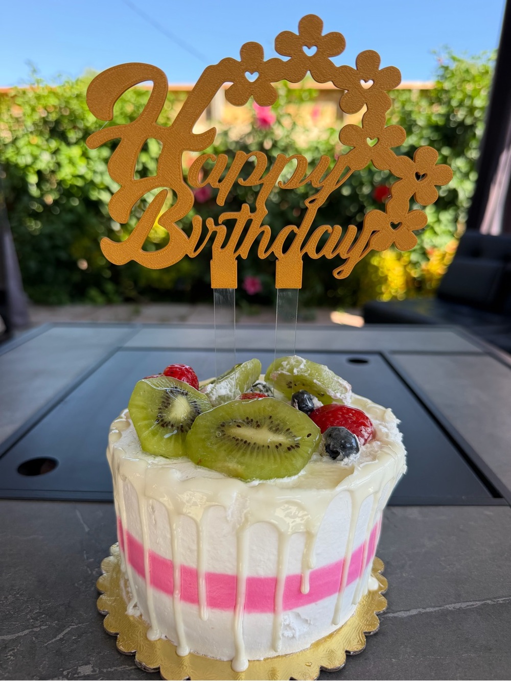 HAPPY BIRTHDAY FLORAL CAKE TOPPER